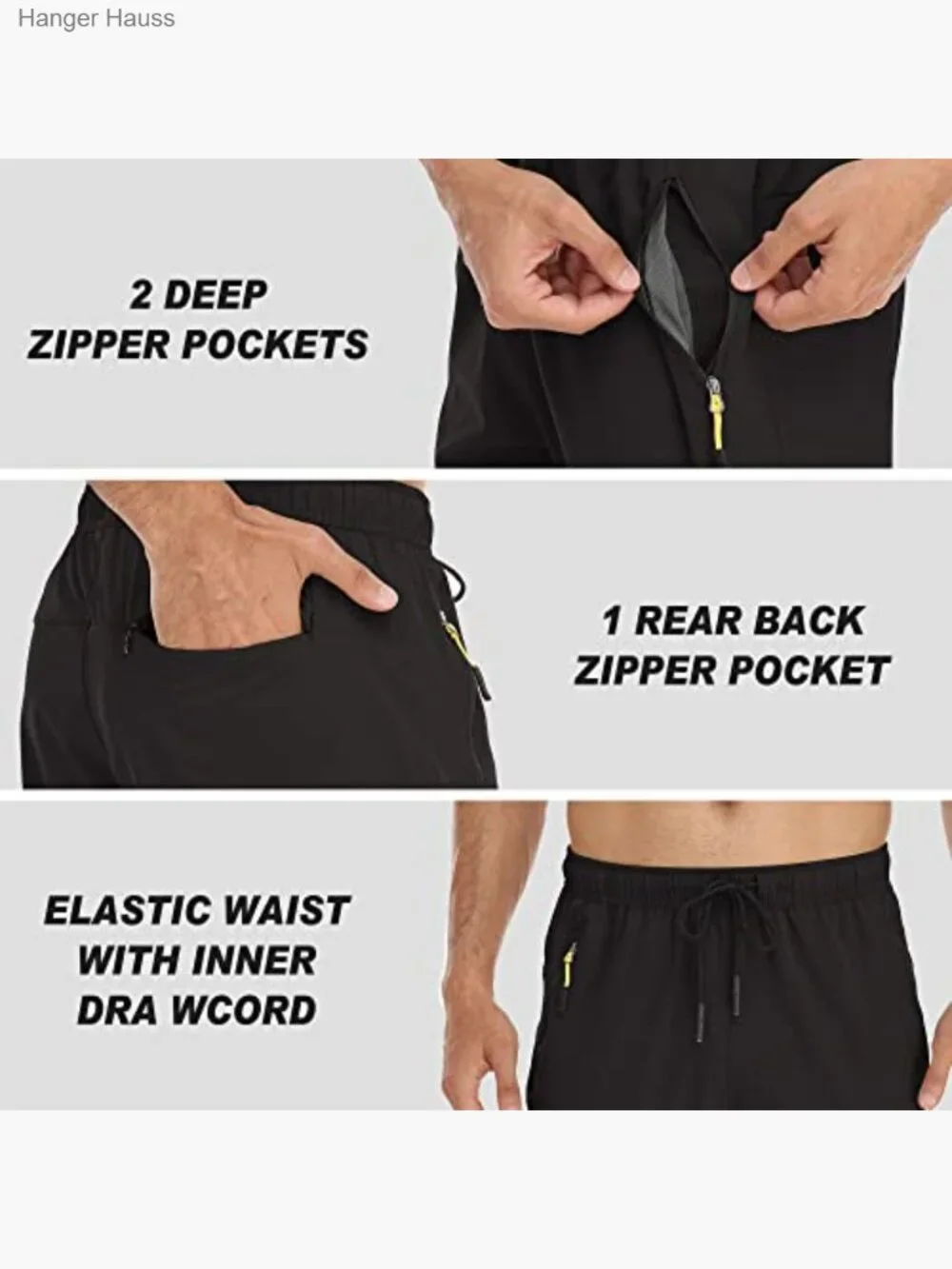 Men's Lightweight Quick Dry Zipper Pocket Sweatpants Active Joggers - Picture 5 of 5